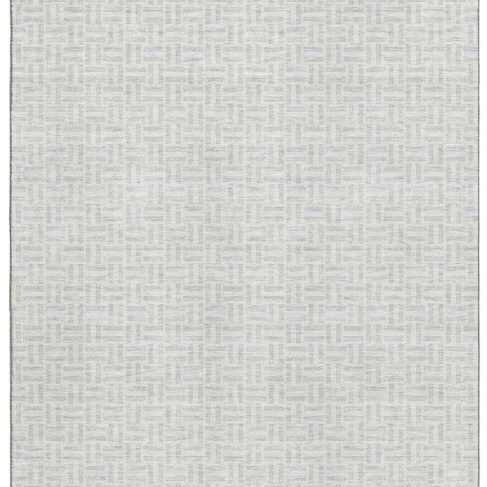 10' X 14' Geometric Washable Area Rug With UV Protection (672452) - Silver / Ivory