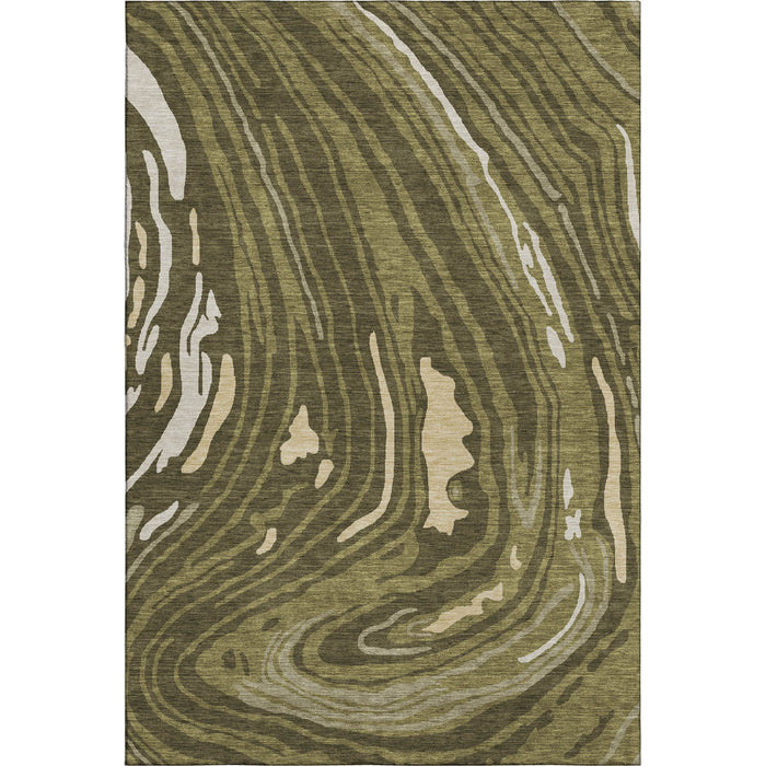 10' X 14' Abstract Washable Area Rug With UV Protection (682445) - Olive Green / Wheat / Ivory