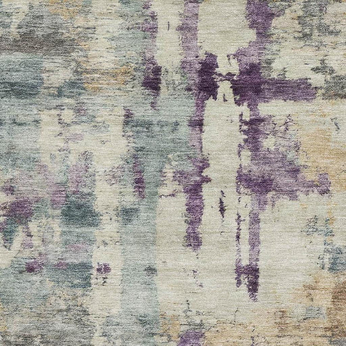 10' X 14' Abstract Washable Area Rug With UV Protection (717134) - Linen / Purple