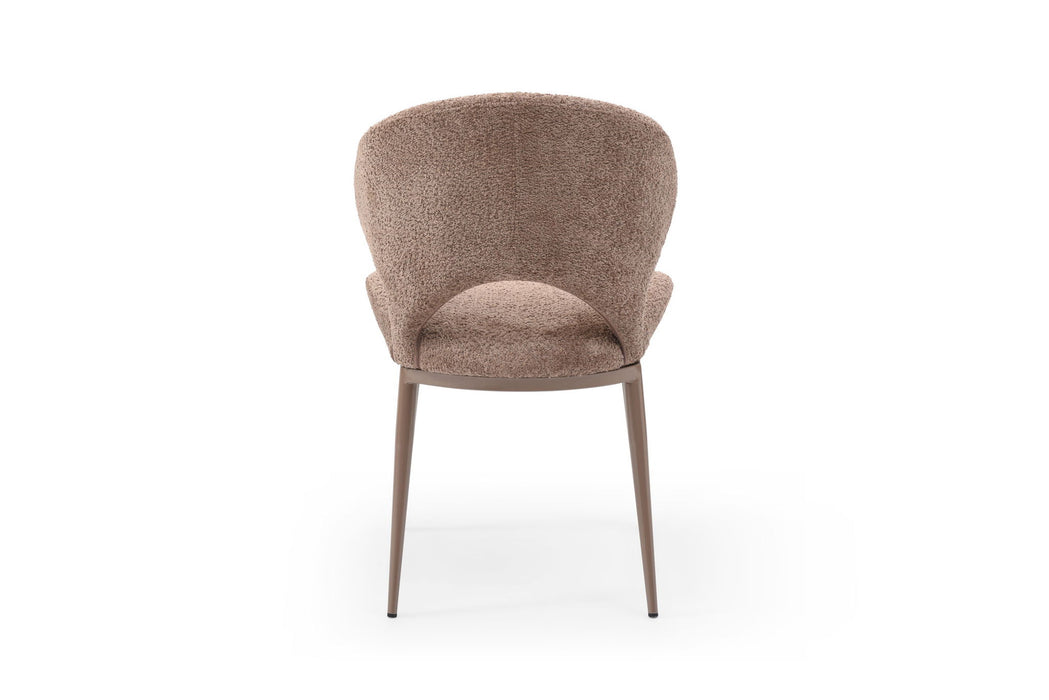 Brown walnut ESF side chair with a sleek design, featuring a comfortable seat and modern wooden frame.