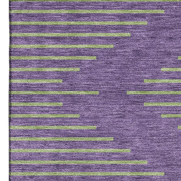 10' X 14' Geometric Washable Area Rug With UV Protection (679852) - Purple / Lime Green