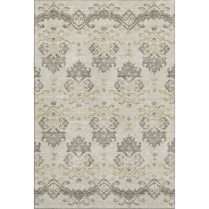 8' X 10' Medallion Washable Area Rug With UV Protection - Beige And Taupe