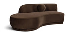 Avra Meridian Furniture 86-inch velvet upholstered sofa with plush cushions and sleek design for comfortable living room seating.