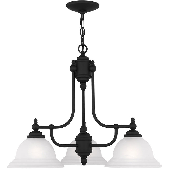 18" Three Light Metal Dimmable Chandelier With Shades - Black