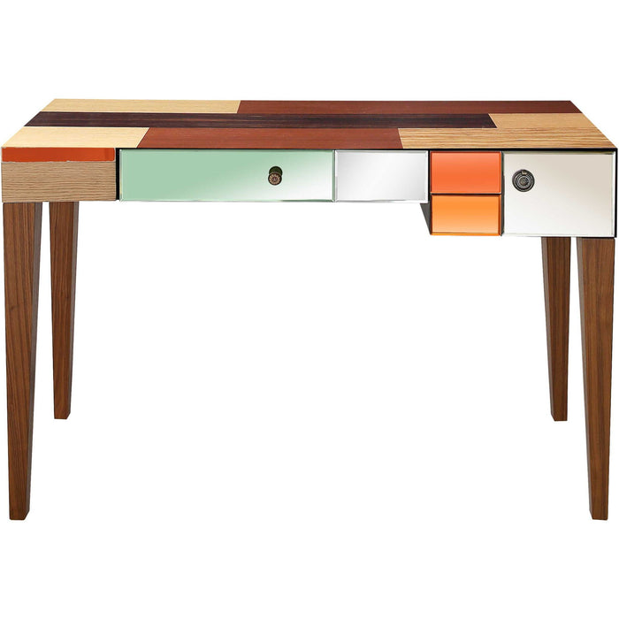 Mirrored Console Table With Storage - Wood Brown And Brown