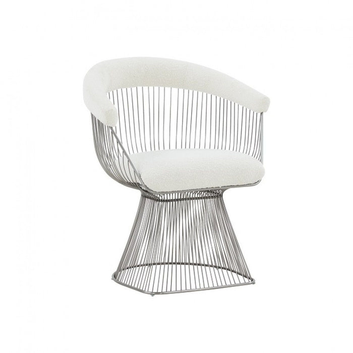 Fabric Steel Windsor Back Dining Side Chair - White