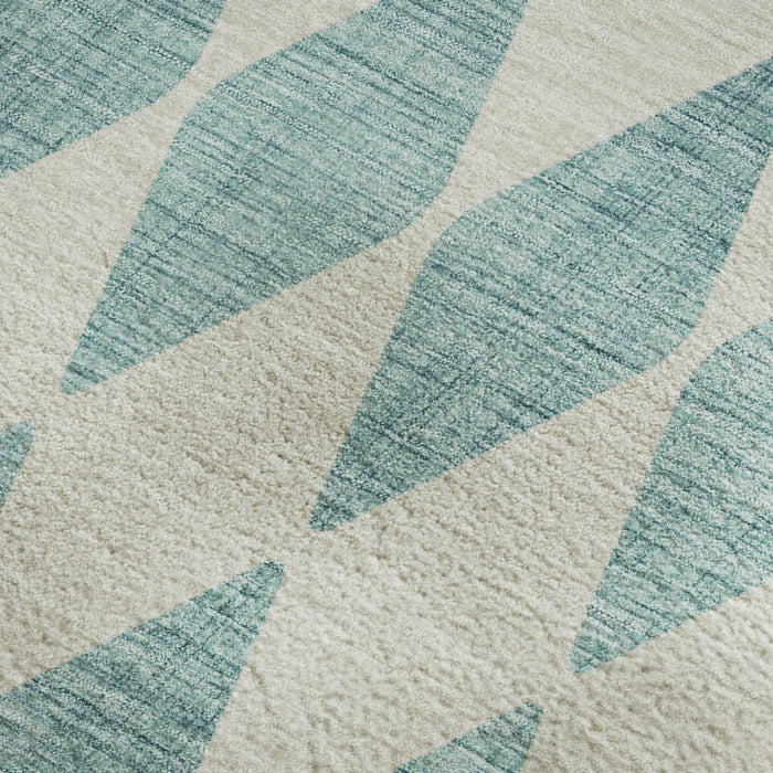 10' X 14' Diamond Washable Area Rug With UV Protection (650128) - Teal / Ivory
