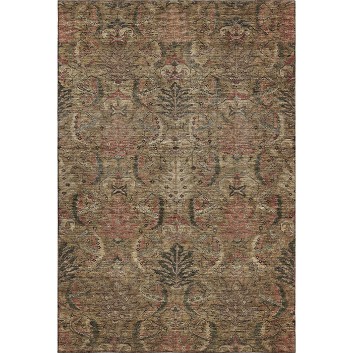 10' X 14' Damask Washable Area Rug With UV Protection (683866) - Brown / Gray