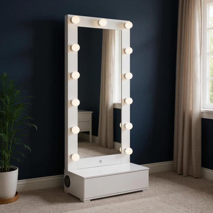 74" Lighted Freestanding Framed Full Length Mirror - White