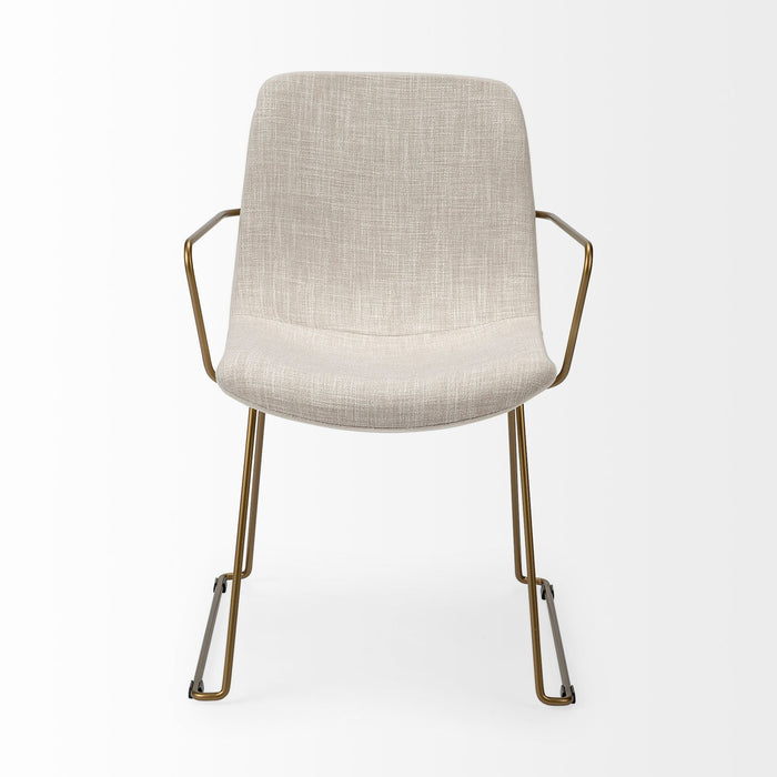 Upholstered Fabric Dining Room Arm Chair - Cream