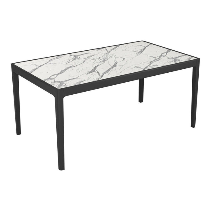 65" Faux Marble And Solid Wood Dining Table - White
