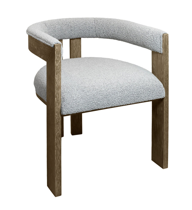 Upholstered Boucle Open Back Dining Arm Chair - Gray