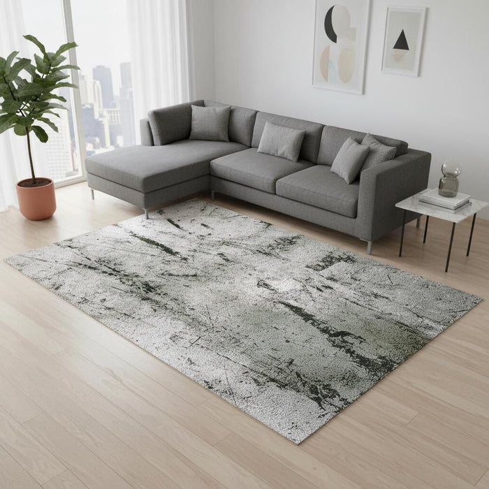 8' X 11' Abstract Washable Area Rug With UV Protection (609945) - Green / White
