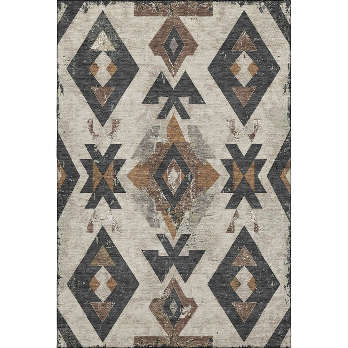 10' X 14' Southwestern Washable Area Rug With UV Protection (706739) - Beige / Charcoal