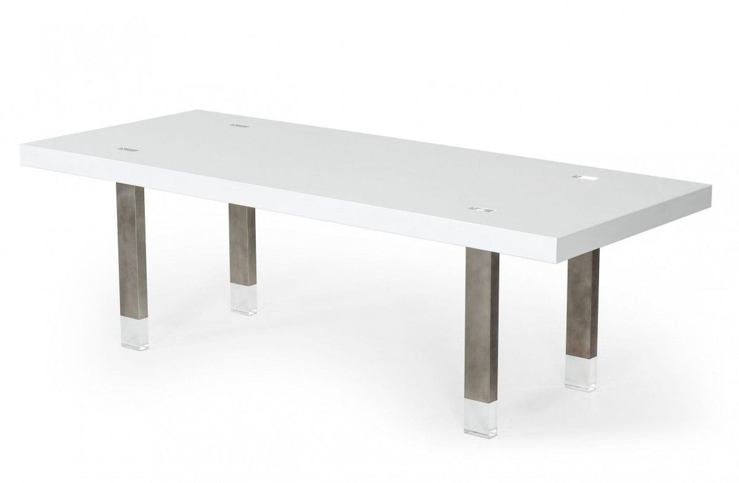 95" Stainless Steel Dining Table - White / Gray