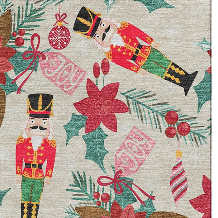 10' X 14' Abstract Geometric Washable Area Rug With UV Protection (702020) - Beige / Red / Black