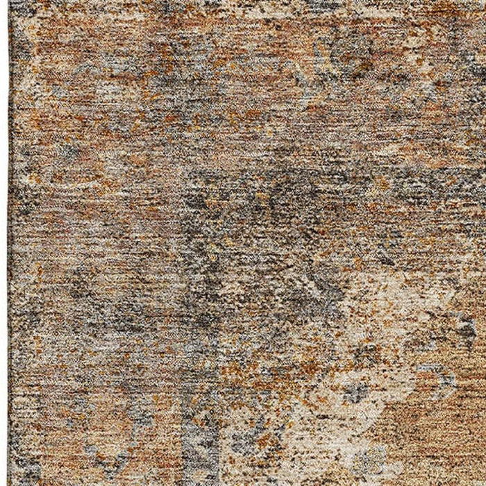 10' X 14' Medallion Washable Area Rug With UV Protection (714829) - Copper / Brown