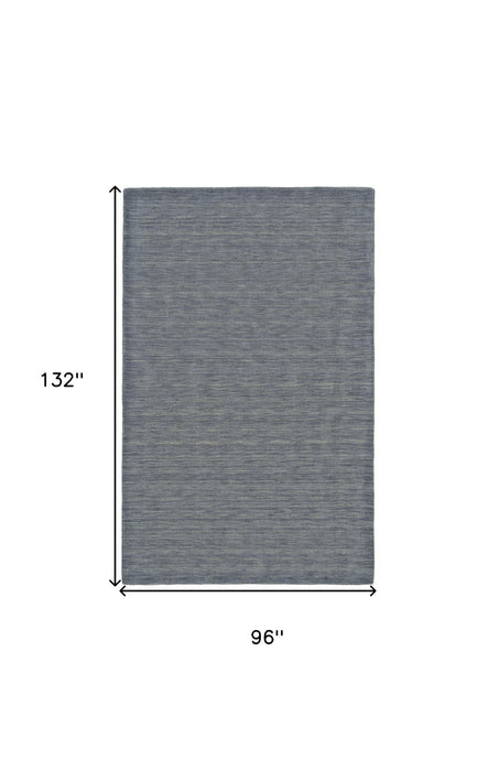8' x 11' Wool Hand Woven Area Rug - Blue And Gray