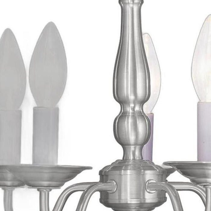 11" Five Light Metal Dimmable Chandelier With Shades - Nickel