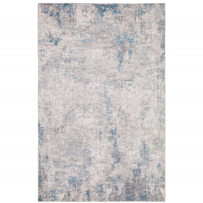 9' x 12' Abstract Power Loom Stain Resistant Area Rug - Gray And Blue