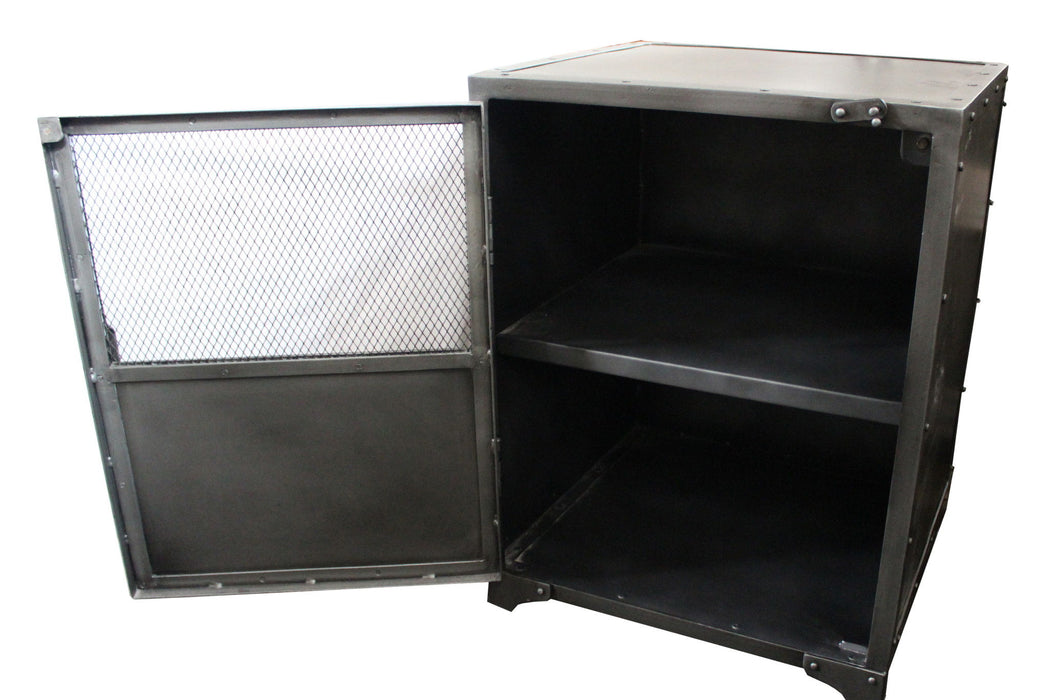 20" Metal Accent Cabinet With Two Shelves - Silver