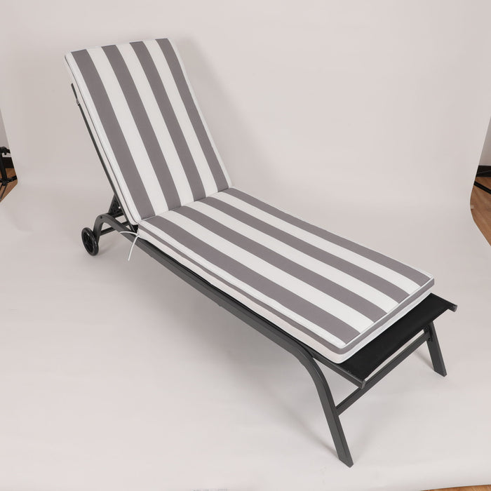 Giga outdoor lounge chair cushion set with back and seat cushions for patio chaise lounge furniture, in a neutral fabric.