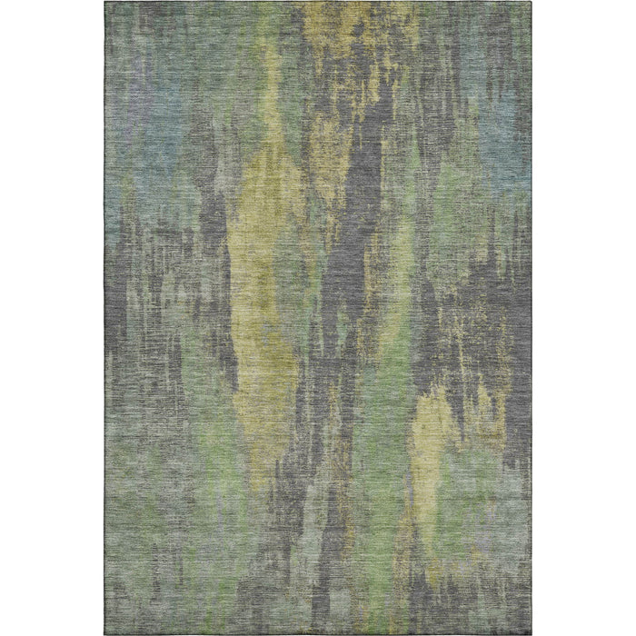 10' X 14' Abstract Washable Area Rug With UV Protection (695990) - Green / Gray / Gold