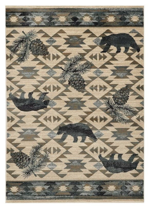 9' x 12' Machine Woven Geometric Lodge Indoor Area Rug - Ivory Blue