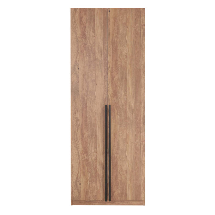 Manhattan Comfort Manhattan Lee wardrobe closet with hanging rod and shoe shelves, black finish, modern storage solution.