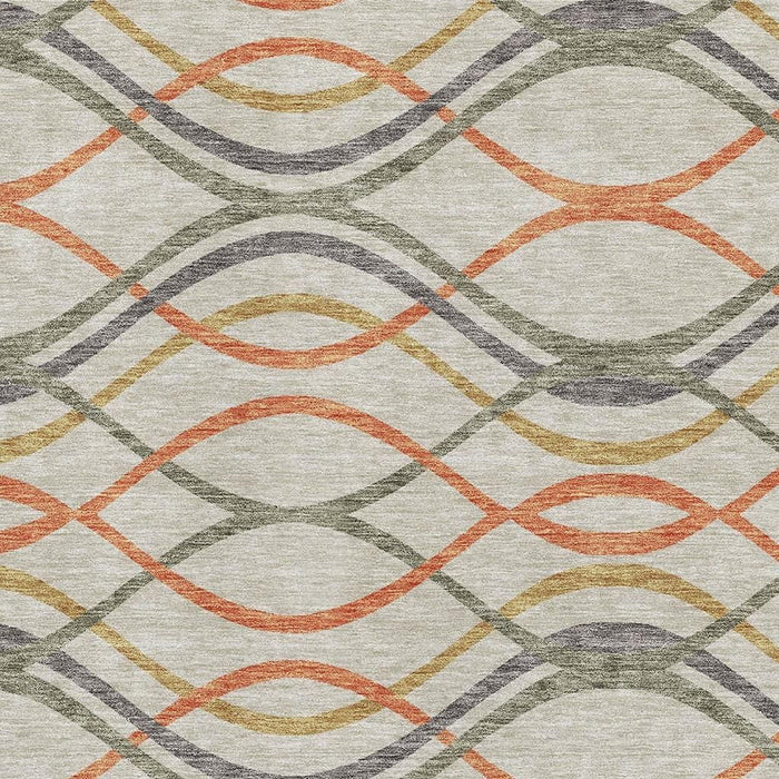 9' X 12' Abstract Washable Area Rug With UV Protection - Orange