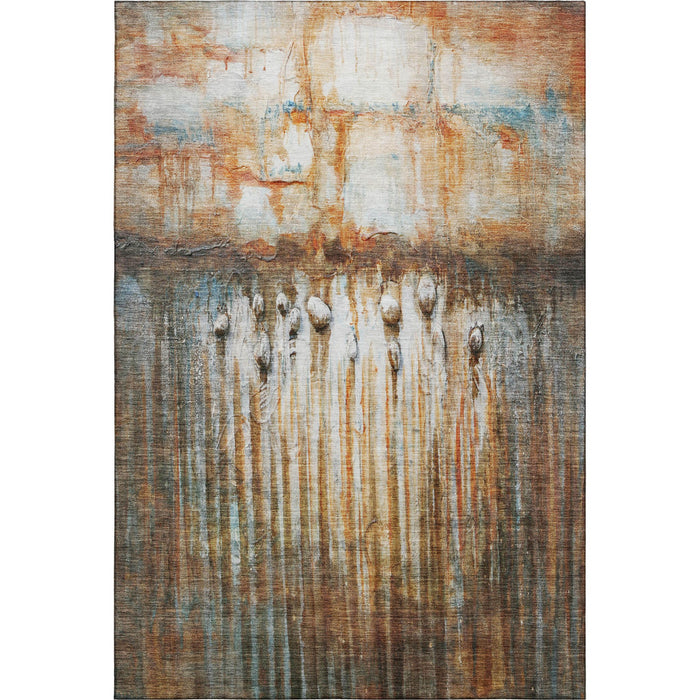 10' X 14' Abstract Washable Area Rug With UV Protection (715543) - Rust / Gray