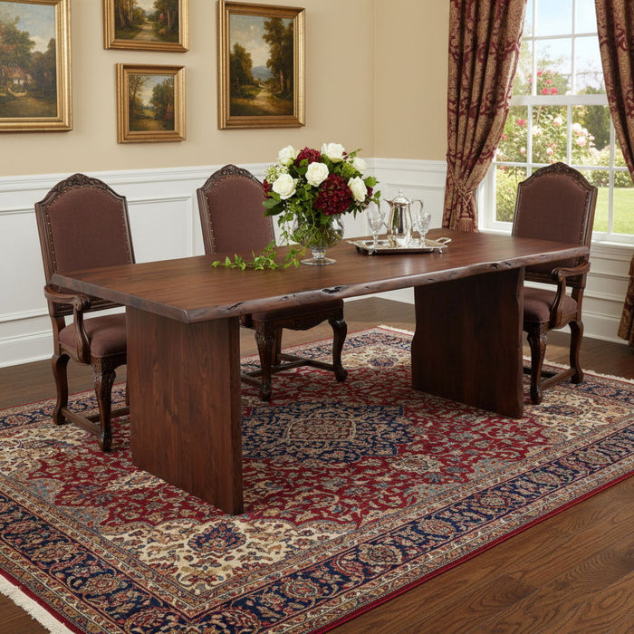 96" Solid Wood Live Edge Sled Base Dining Table - Brown