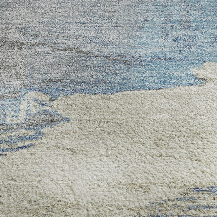 10' X 14' Abstract Washable Area Rug With UV Protection (706697) - Sky Blue / Gray / Ivory