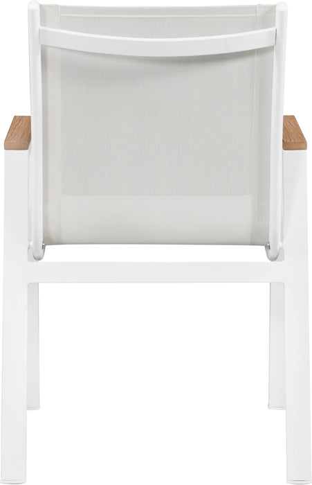 Nizuc - Outdoor Patio Dining Arm Chair With White Frame And Natural Arms (Set of 2)