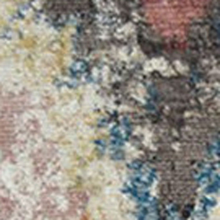 8' x 10' Geometric Distressed Area Rug With Fringe - Blue