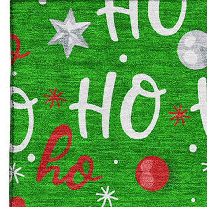 10' X 14' Polka Dot Washable Area Rug With UV Protection (701653) - Green / Red / Silver
