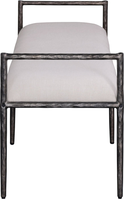 Axis - Linen Textured  Beige Fabric Upholstered Bench