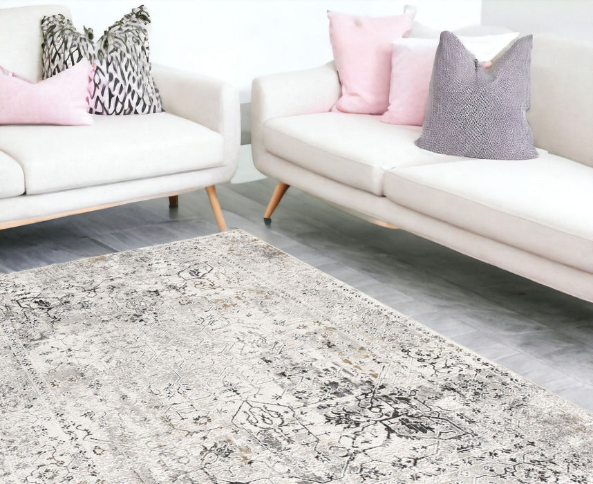 9' x 12' Oriental Washable Non Skid Area Rug - Beige