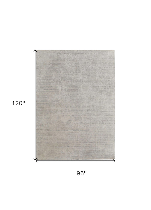 8' x 10' Abstract Hand Woven Worn Faded Wool Blend Area Rug - Gray And Ivory