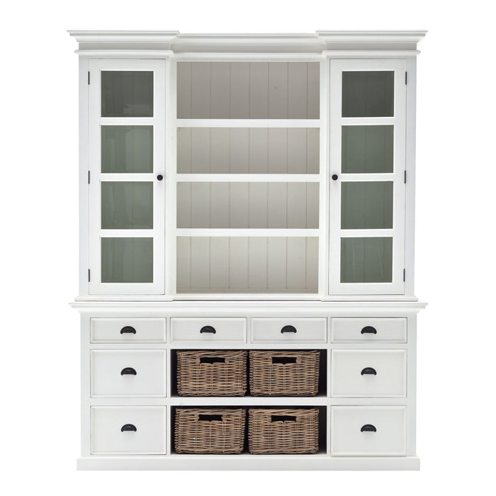Bookcase With Doors Drawers Baskets - White