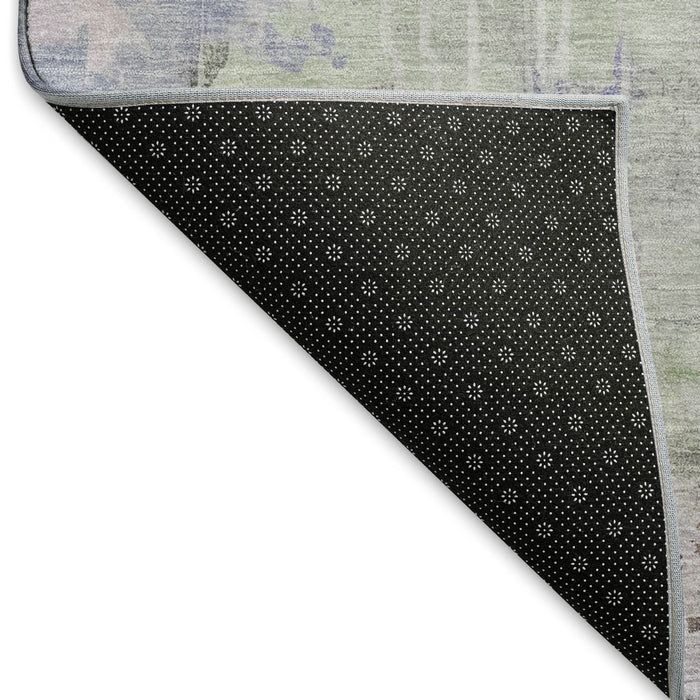10' X 14' Abstract Washable Area Rug With UV Protection (692130) - Artichoke Green / Gray / Purple