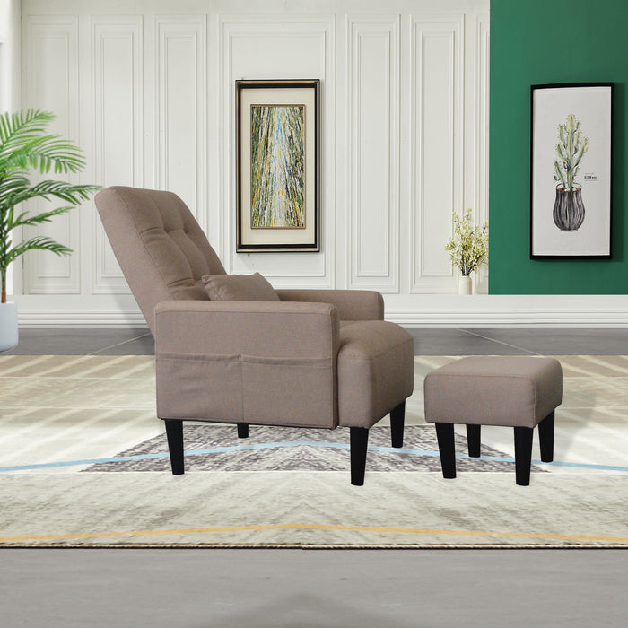 Giga living room sofa single chair with ottoman, modern fabric lounge chair, adjustable into 5 angles, also functions as a sofa bed.