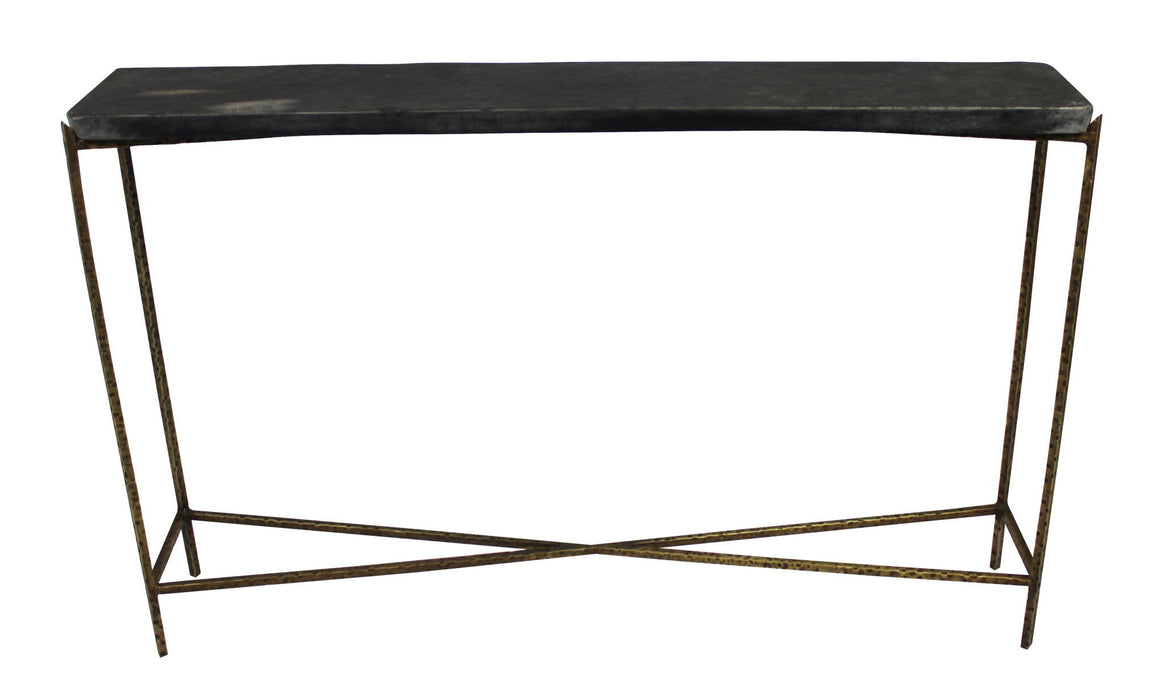 48" Stone Frame Console Table - Black And Gold