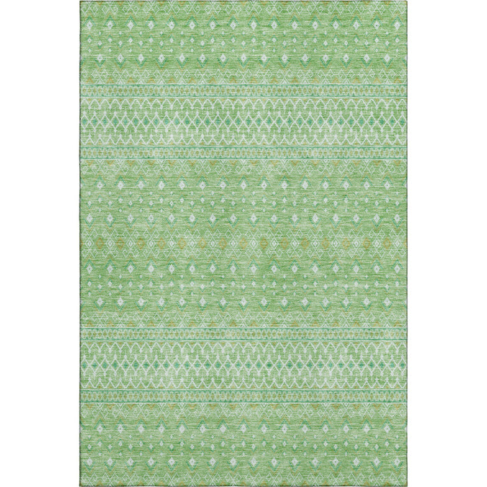 10' X 14' Tribal Washable Area Rug With UV Protection (657149) - Artichoke Green / Gold / Ivory