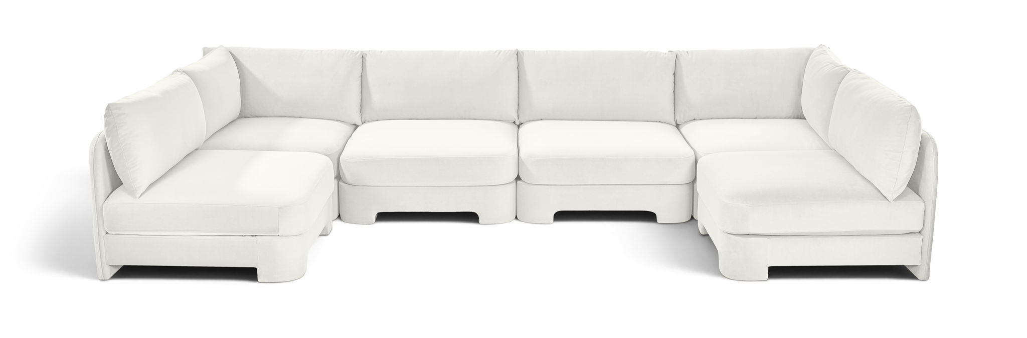 Meridian Furniture velvet performance fabric U-shaped sectional with armless chairs, modern stationary sofa set for stylish living rooms