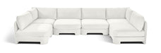 Meridian Furniture velvet performance fabric U-shaped sectional with armless chairs, modern stationary sofa set for stylish living rooms