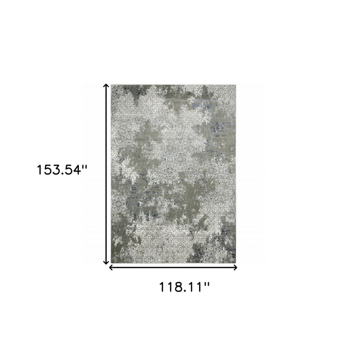 10' x 13' Abstract Power Loom Stain Resistant Area Rug - Ivory Gray Blue And Taupe
