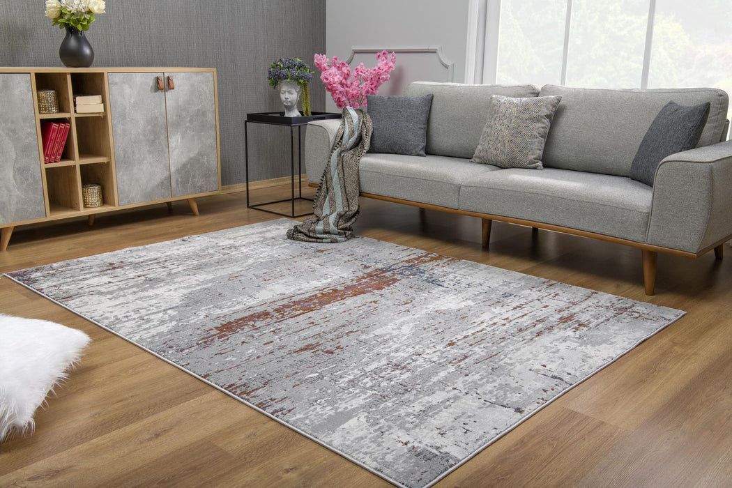 8' x 11' Abstract Scraped Area Rug - Gray And Brown
