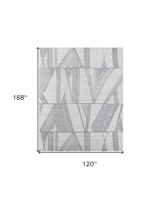 10' x 14' Abstract Hand Woven Area Rug - Black And Ivory