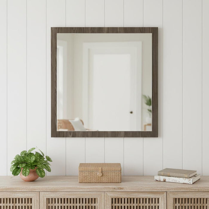 41" Square Framed Accent Mirror - Gray